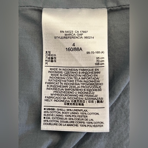 Gap Denim Linen-Cotton Blazer. Size: 4 Color : Denim blue - Picture 10 of 10